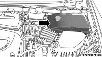 The location of the fuses in the engine compartment (Hybrid): Chrysler Pacifica (2017, 2018, 2019)