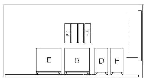 Dacia Solenza – fuse box diagram – engine compartment (without A/C)